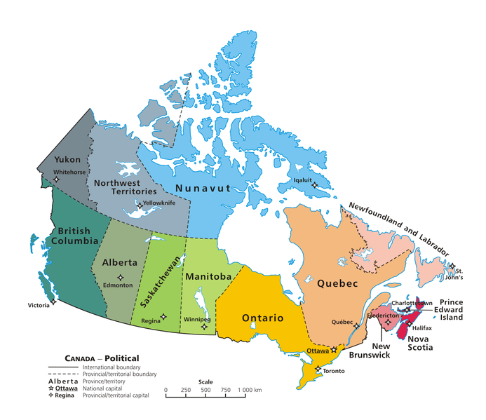 carte des pronvinces du canada - Image